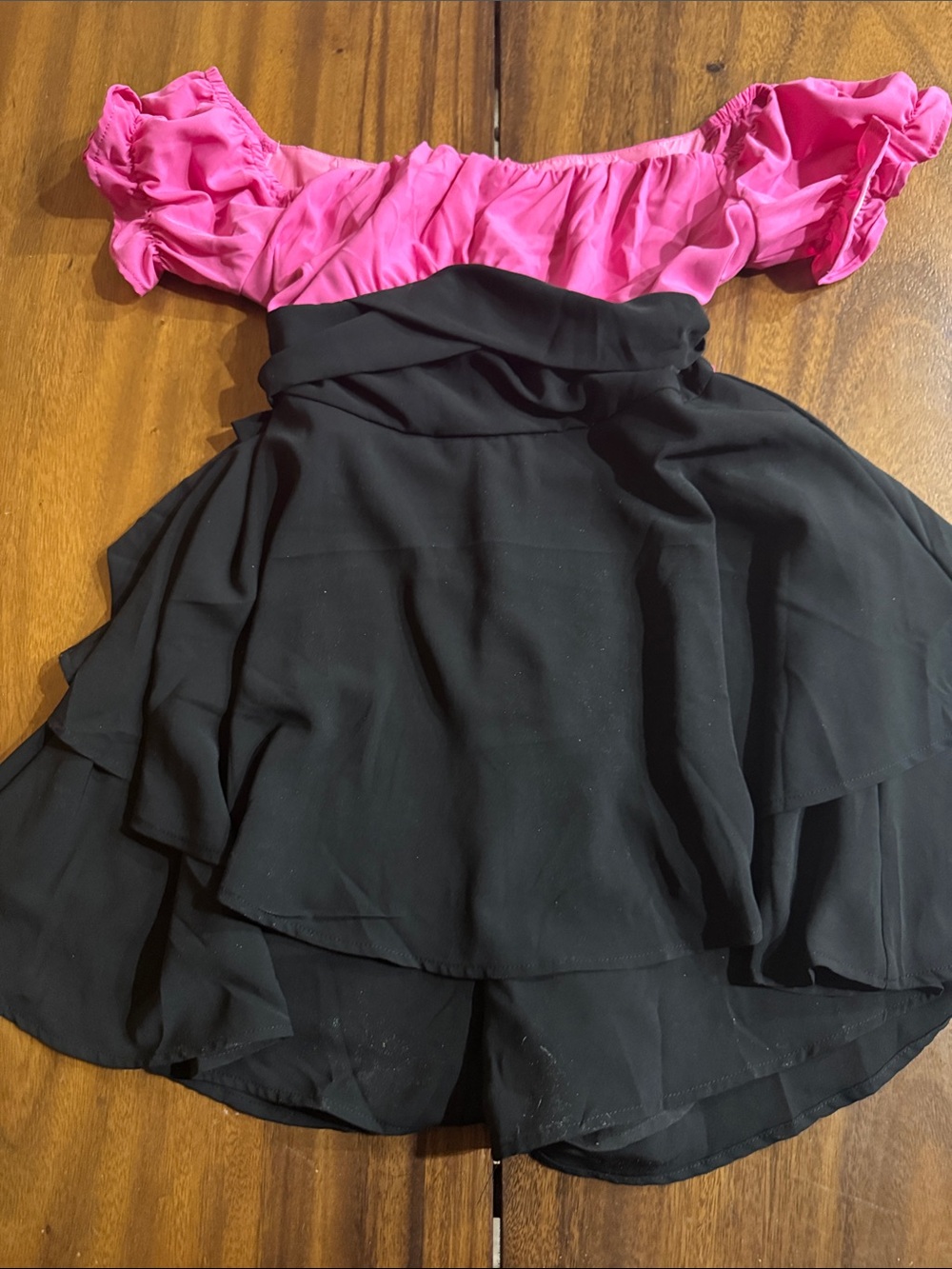 NWOT Off-Shoulder Pink Top with Black Layered romper